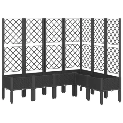 Produktbild von vidaXL Pflanzkübel mit Rankgitter Schwarz 160x120x142 cm PP