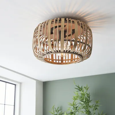 Produktbild von Deckenlampe, 23 cm Höhe, Ø 40 cm, E27, max. 60 W, Metall/Bambus