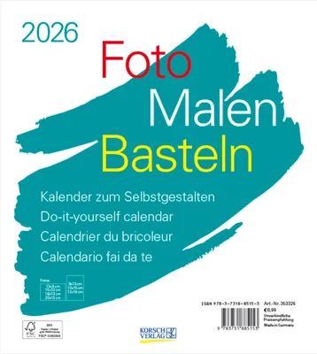 Produktbild von Foto-Malen-Basteln Bastelkalender weiß 2026