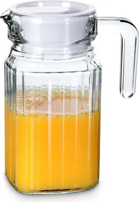 Obrázok produktu pre Džbán na nápoje voda džús limonáda sklo úzke veko do chladničky 0,65