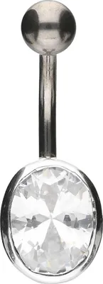 Produktbild von Bauchnabelpiercing Titan Bananabell mit 925er Silber-Design GROSSER KRISTALL