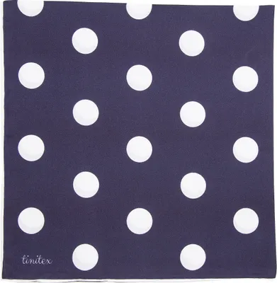 Produktbild von TINITEX Nickituch Halstuch marine blau gepunktet reine Seide 53x53 cm