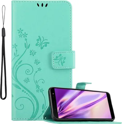 Obrázek produktu pro Cadorabo Pouzdro pro Samsung Galaxy J6 2018 Ochranný kryt v tyrkysové barvě Pouzdro na mobil Flowers Flower
