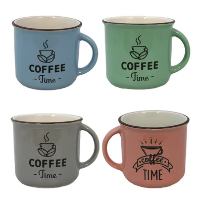Produktbild von Kaffeetassen Set 4-teilig Vintage – Keramik Tassen 350 ml | Spülmaschinenfest & Mikrowellengeeignet