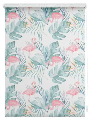 Produktbild von Lichtblick Rollo Klemmfix, ohne Bohren, blickdicht, Flamingo - Rosa Grün 90 cm x 150 cm (B x L)