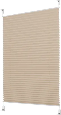 Produktbild von Plissee Faltrollo Jalousie Klemmfix ohne Bohren Alu Profil blickdicht Rollo beige 70cm 105 - 130cm