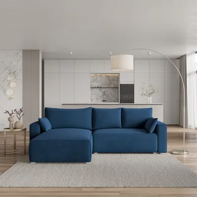 Produktbild von Masseno Ecksofa FORIL mit Schlaffunktion L-Form, Sofa mit Bettkasten, Wohnzimmersofa, Couch, Soffa, Bettsofa, Couchgarnitur- Blau, MONOLITH 77