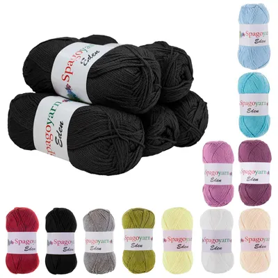 5 x 100g Strickgarn Eden Uni Häkelgarn schwarz