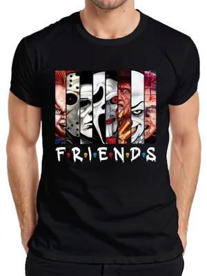 Immagine prodotto di Maglietta da uomo FRIENDS Horror Icons Jason Michael Pennywise Freddy Chucky Cult, nero, L