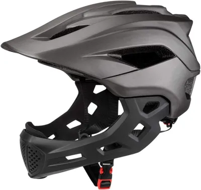 2-in-1 Kinderfahrradhelm mit abnehmbarem Kinnschutz, grau