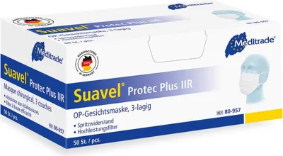 Produktbild von SUAVEL® Protec Plus - OP Gesichtsmaske - 3 lagig, weiß - 50 Stück