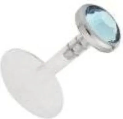 Produktbild von Labret Bioplast Lippen Piercing Aufsatz Titan Kristall Stein 3mm Flach -Aqua FTAJ3F