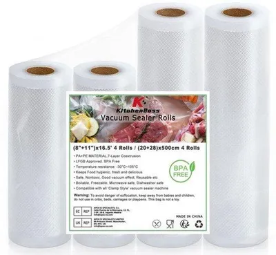 Productafbeelding van Vacuümrollen folierollen vacuümzakken foliezak vacuümfolie: vacuümzakken voor vacuümmachine, 20/28x500cm inlasfolie voor folielasapparaat, aromadicht, BPA-vrij, 4 rollen