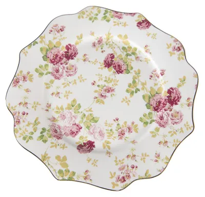 Immagine prodotto di Piatto da colazione Clayre & Eef Ø 21 cm Fiori in Vetroceramica bianca