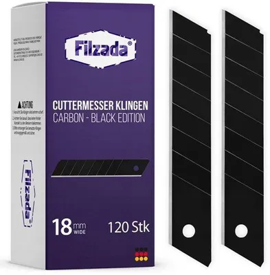 Productafbeelding van 120x Afbreekmessen Snijmes 18 mm Zwart - Tapijtmesjes Cuttermes