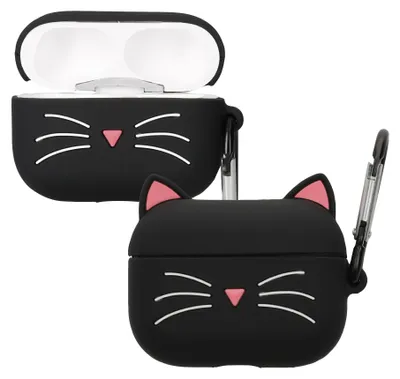 Produktbild von kwmobile Design Schutzhülle für Apple Airpods Pro 2 Hülle - TPU Silikon Case für Kopfhörer Ladecase - stoßfestes Cover mit Karabiner - Schwarz Weiß