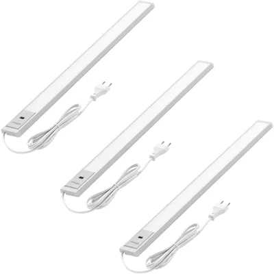 Produktbild von Oktaplex 3er Set LED Unterbauleuchte mit Bewegungsmelder 57,5cm 10,2W 4000K tralweiß Silber dimmbar Unterschrankleuchte Küche