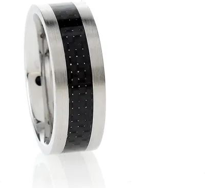 Produktbild von Karisma Edelstahl Karbon Ring Männer Herren - matt poliert Kohlenstoffstahl - RG123 Breite 8mm - 62 (19.7)