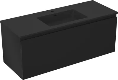 Produktbild von Mexen Orio Badezimmerschrank 120 cm mit Waschbecken Otis, 1 Schublade, schwarz matt - 91A10-12047-1-BF71-W18M71