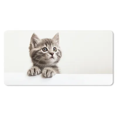 Produktbild von MuchoWow® Schreibtischunterlage Katze - Grau - Tiere 80x40 cm - XXL Mauspad - Gaming Mauspad