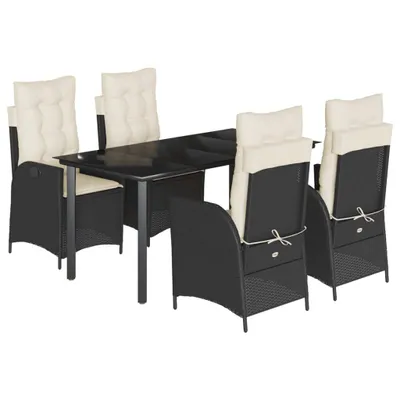 Produktbild von vidaXL 5-tlg. Garten-Essgruppe mit Kissen Schwarz Poly Rattan
