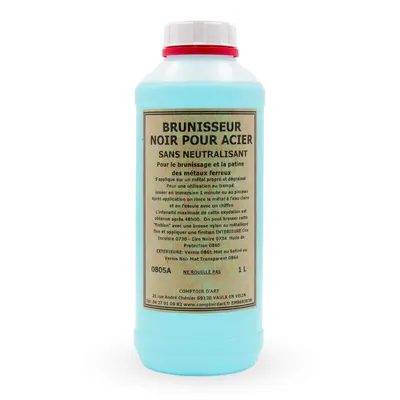 Produktbild von Comptoir d'Art - Schwarzes Brüniermittel Für Stahl (0805A) Ohne tralisator - Kaltbrünierung - Schwarze Oberflächenbehandlung Für Stahl (1 L)