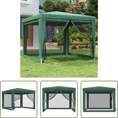 Obrázek produktu pro The Living Store Párty stan se 4 bočními stěnami ze síťoviny zelený 3x3 m HDPE