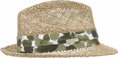 Seeberger Seegras Strohhut Trilby mit Blumengarnitur in beige