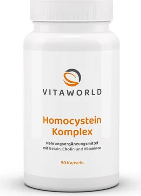 Produktbild von Vitaworld Homocystein-Komplex | 90 Kapseln | mit Betain, Cholin & B-Vitaminen | vegan