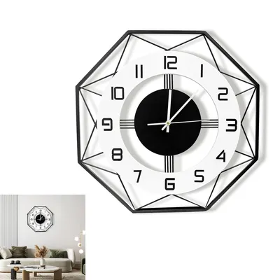 Produktbild von Wanduhr, einfache, moderne Quarzuhr, Dicke 15 mm, 43 x 43 cm, geeignet für ruhige Umgebungen wie Schlafzimmer, Arbeitszimmer, Büro usw.