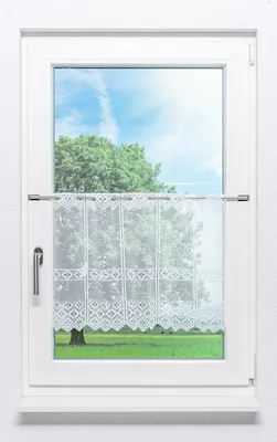 Produktbild von Scheibengardine Lysel - Kleeblatt Design (Bx H) 94,5cm * 45cm Weiß/reinweiß