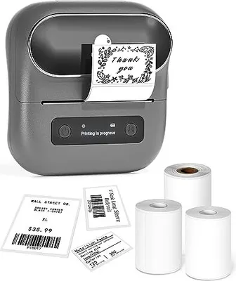 Produktbild von PHOMEMO M220 Labeldrucker, graue Bluetooth -Thermaldrucker -Barcode, Adresse, Beschriftung, Mailing, Ordnerbezeichnungen, Support -Telefone & PC, 3 Ro
