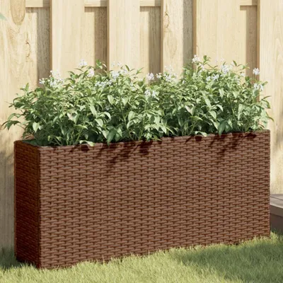 Produktbild von Stabli Möbel Pflanzkübel mit 2 Töpfen 2 Stk. Braun 90x20x40 cm Poly Rattan CC7988741