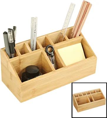 Produktbild von Decopatent Schreibtischorganizer / Stiftehalter aus Bambus Holz - 9 Fächer Büro Organizer mit Stiftehalter