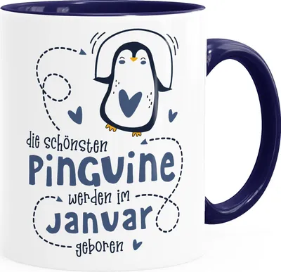 Produktbild von Kaffeetasse Die Schönsten Pinguine werden im Januar geboren Geschenk zum Geburtstag SpecialMe® inner-navy Keramik-Tasse