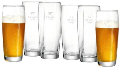 Biergläserset 6er-Pack, 500 ml, Glas, spülmaschinenfest