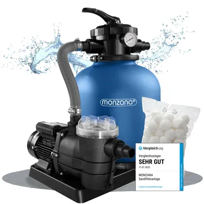 Immagine prodotto di MONZANA® Filtro per Piscina a Sabbia SF110K da 13.200L/h a 58.000L 600W Incl. Sfere Filtranti Fitrazione a Sabbia Sistema di Filtraggio Pompa Piscina