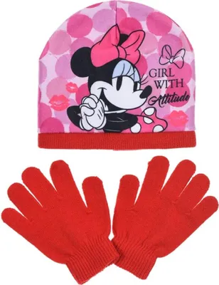 Produktbild von Disney Minnie Mouse Winter Herbst Mütze und Handschuhe Set für Mädchen