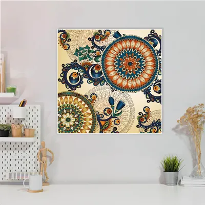 Zdjęcie produktu dla Stylowa stalowa tablica magnetyczna, kwadratowa, 50 x 50 cm, nowoczesna mandala