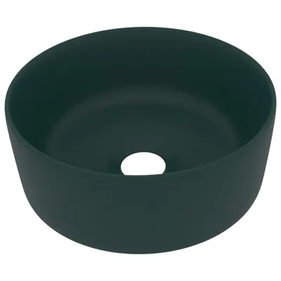 Immagine prodotto di vidaXL Lussuoso lavabo rotondo verde scuro opaco 40x15 cm in Vetroceramica