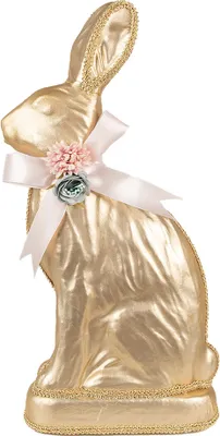 Produktbild von Clayre & Eef Dekorationsfigur Kaninchen 22x8x40 cm Goldfarbig Textil