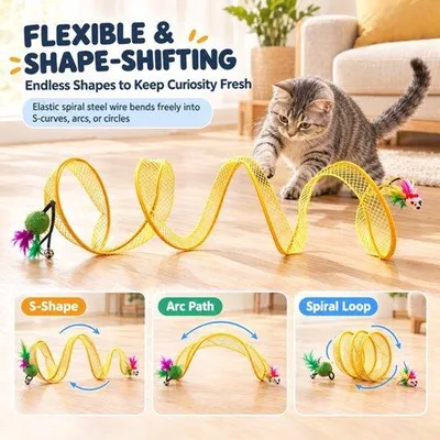 Produktbild von Faltspirale Spieltunnel für Katzen - gelb