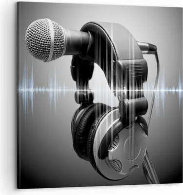 Produktbild von Bild auf Leinwand - Leinwandbild - Audio Mikrofon Musik Studio - 60x60cm - Wand Bild - Wanddeko - Leinwanddruck - Bilder - Kunstdruck - Wanddekoration - Leinwand bilder - Wandkunst - AC60x60-2549