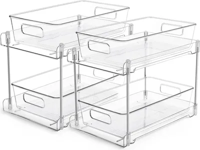 Produktbild von 2er Set Unterspülbecken Organizer – Doppelschicht Küchen- & Badezimmerregal – Kunststoff, multifunktional