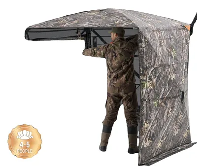 Produktbild von VEVOR Jagdblende, 270° Bodenblende, 2-3 Personen Pop-Up Rehbockblende für die Jagd mit Tragetasche, tragbares, robustes Jagdzelt, 3 horizontale Fenster für Truthahn- und Rehjagd, Perspektivstil-178x178x205 cm