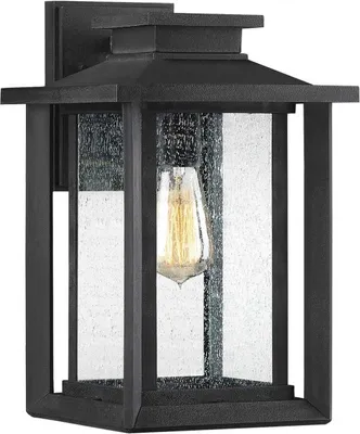 Produktbild von Außenlampe Wand Glas E27 IP44 H: 35,7 cm Schwarz Vintage Wandlampe außen