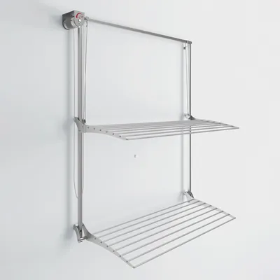 Immagine prodotto di Stendibiancheria a parete, stendibiancheria verticale per pareti, stendibiancheria regolabile in altezza e bloccabile per interni ed esterni in alluminio e acciaio, Foxydry Wall Plus 80