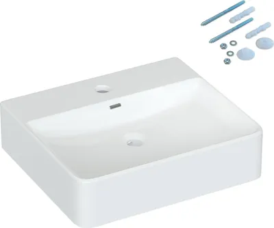 Produktbild von AQUABATOS Hängewaschbecken Keramik Waschtisch Handwaschbecken, mit Überlauf, Hahnloch Links, Ohne ablaufventil