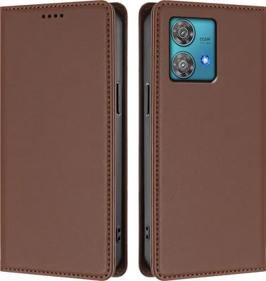 Immagine prodotto di Custodia in pelle per Motorola Edge 40 Neo, custodia flip magnetica in Finto cuoio con supporto Marrone