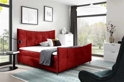 Produktbild von Boxspringbett Schlafzimmerbett FABIEN LUX 140x200cm Rot inkl. Bettkasten